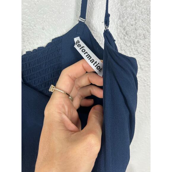 Reformation Ingrid Maxi Dress Navy Blue Sz 2 Formal Holiday New Years Wedding - Picture 8 of 10